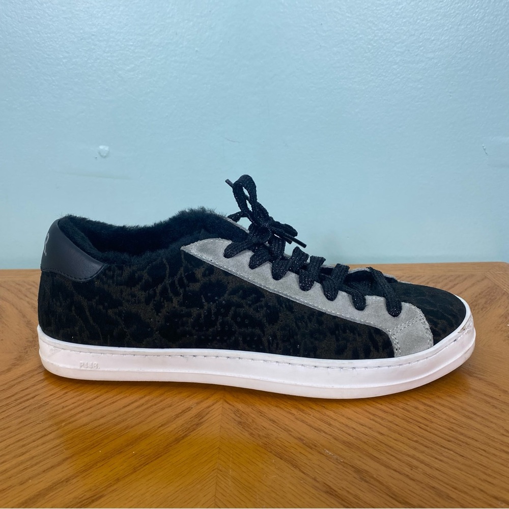 P448 Animal Print Sneakers John Motif Suede Black Brown Gray‎ Size 39 Shoes